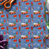 Papier Mousseline Firefighter Christmas With Santa and Dalmatian