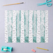 Papier Mousseline Flacon de neige de Birch forêt d'hiver rayé turquo (Artisanat)