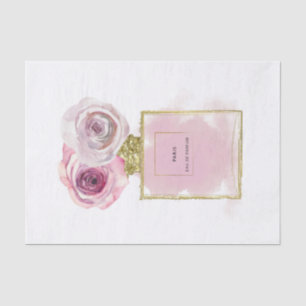Papier Mousseline Flacon de parfum Floral Fashion Roses roses doré G