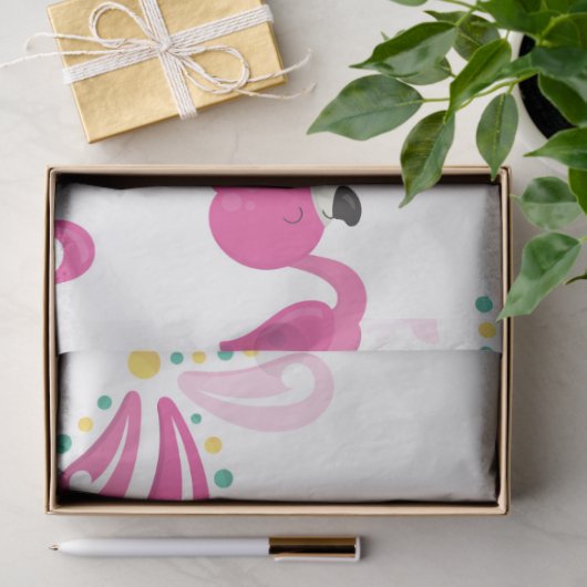 Papier Mousseline Flamant rose Amusement Design 2 (Cadeau)