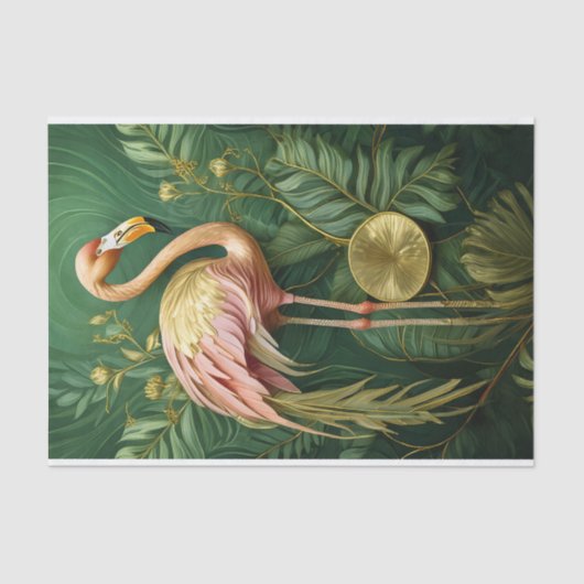 Papier Mousseline Flamant rose brillant Or, Élégant (Recto)