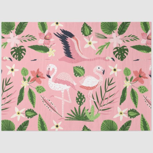 Papier Mousseline Flamant rose Collection été Un design 6 (Recto)