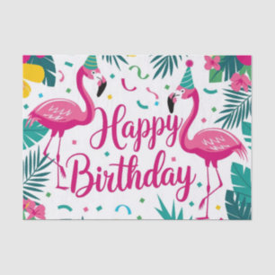 Papier Mousseline Flamant rose d'amusement tropical Design d'anniver