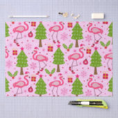 Papier Mousseline Flamant rose de Noël tropical avec Pine Tree sur r (Artisanat)