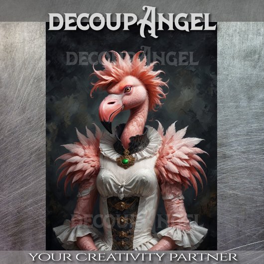 Papier Mousseline Flamant rose féminin victorien -Découpage-