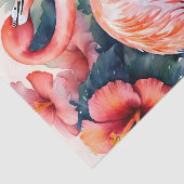 Papier Mousseline Flamant rose Hibiscus Aquarelle Art tropical (Détail)