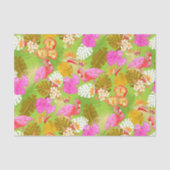 Papier Mousseline Flamant rose Jardin Vert clair (Recto)