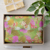 Papier Mousseline Flamant rose Jardin Vert clair (Cadeau)