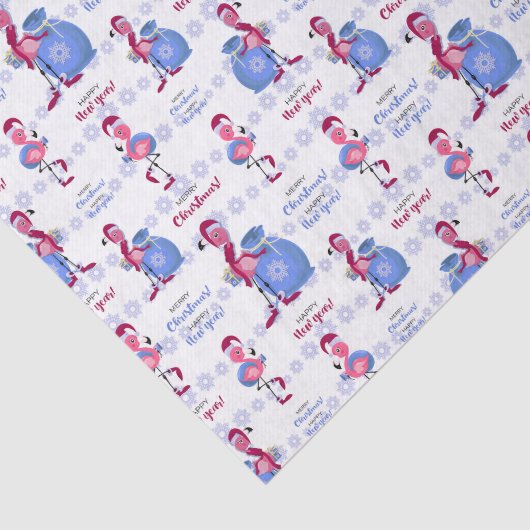 Papier Mousseline Flamant rose Noël tropical (Détail)