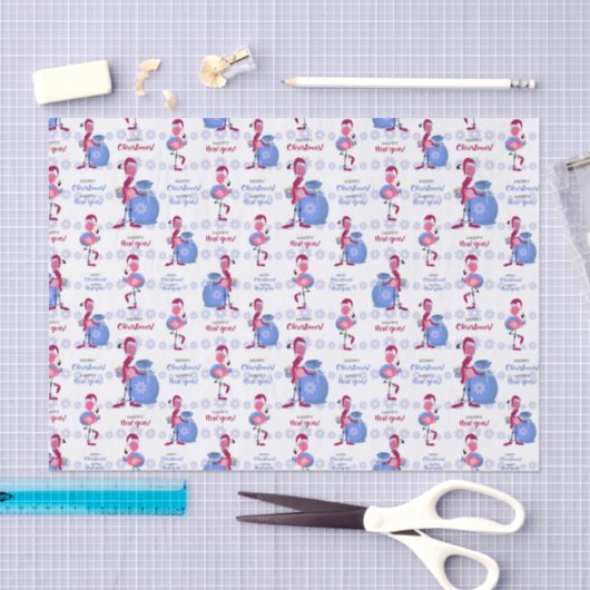 Papier Mousseline Flamant rose Noël tropical (Artisanat)