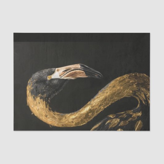 Papier Mousseline Flamant rose noir et or2 (Recto)