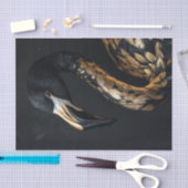 Papier Mousseline Flamant rose noir et or6 (Artisanat)