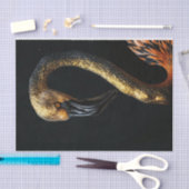 Papier Mousseline Flamant rose noir et or7 (Artisanat)