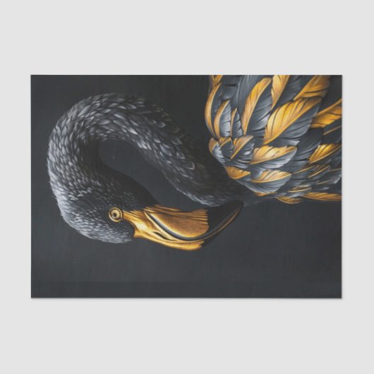 Papier Mousseline Flamant rose noir et or8 (Recto)
