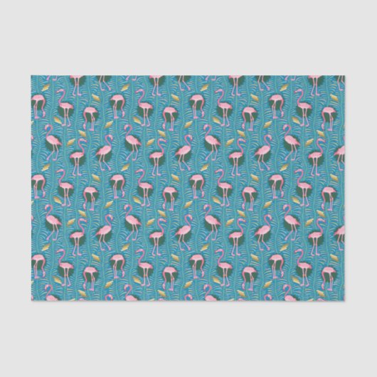 Papier Mousseline Flamant rose Oiseaux Motif 20 ans Deco Ferns Or Tu (Recto)