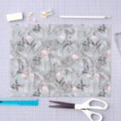 Papier Mousseline Flamant rose Orchidée Tropical Motif Grey ID868 (Artisanat)