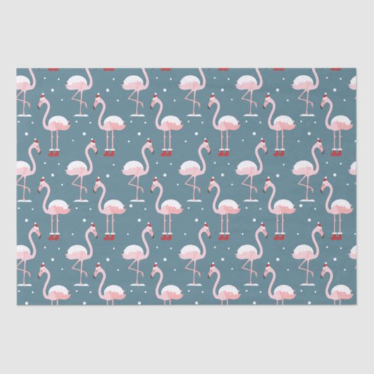 Papier Mousseline Flamant rose Père Noël Motif (Recto)
