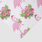Papier Mousseline Flamant rose rose à Santa Hat Noël Whimsical (Détail)