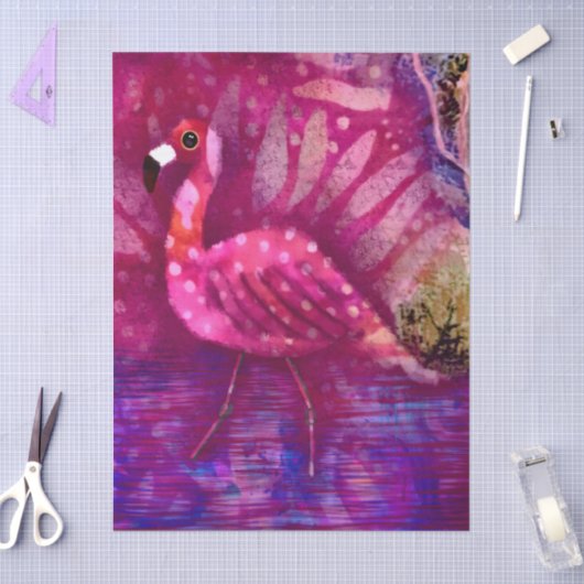 Papier Mousseline Flamant rose rose Abstrait Whimsical Découpage (Artisanat)