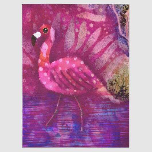 Papier Mousseline Flamant rose rose Abstrait Whimsical Découpage (Recto)