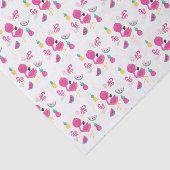 Papier Mousseline Flamant rose rose avec pastèque et ananas (Détail)