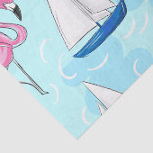 Papier Mousseline Flamant rose rose Blue Voilier Preppy (Détail)