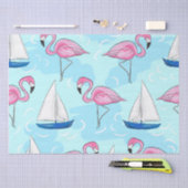 Papier Mousseline Flamant rose rose Blue Voilier Preppy (Artisanat)
