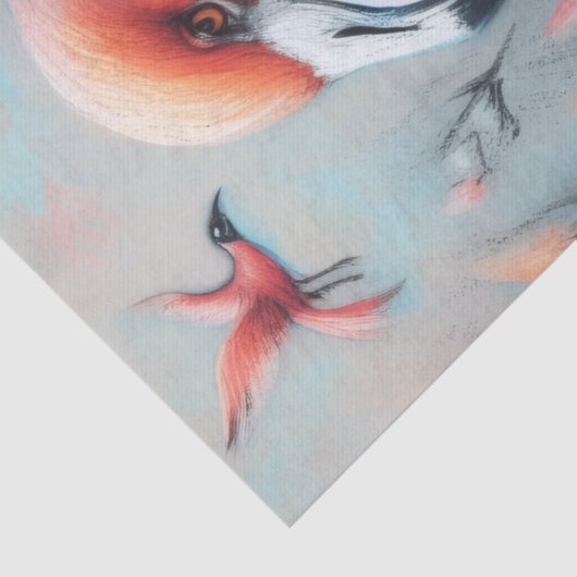 Papier Mousseline Flamant rose rose & Fleurs Chalk Pastel Decoupage (Détail)