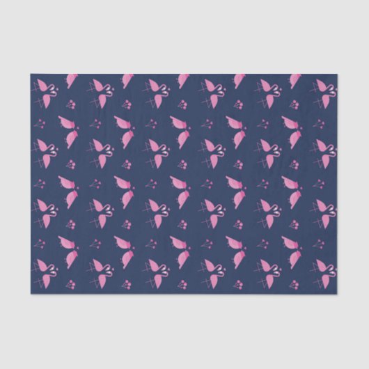 Papier Mousseline Flamant rose rose Inséparables Motif Saint Valenti (Recto)