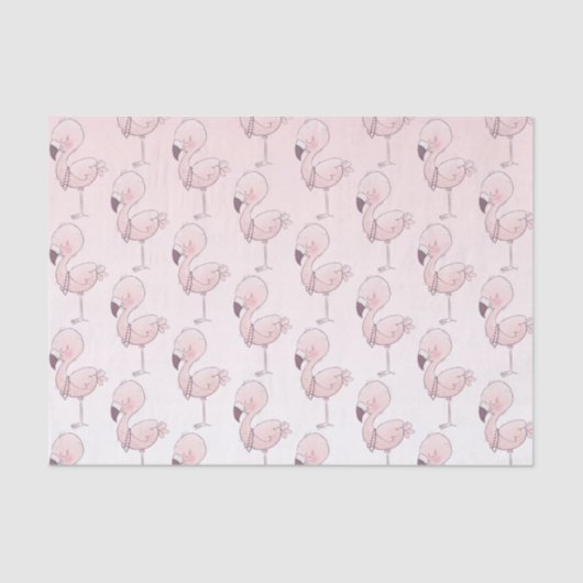 Papier Mousseline Flamant rose rose mignon Motif tropical (Recto)