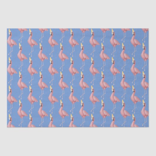 Papier Mousseline Flamant rose rose sur Blue Birthday (Recto)
