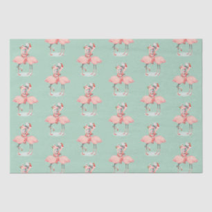 Papier Mousseline Flamant rose rose tropical avec chapeau de Père No