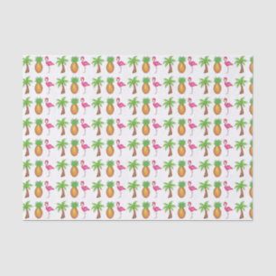 Papier Mousseline Flamant rose rose tropical Palmier vert Ananas