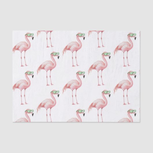 Papier Mousseline Flamant rose rose vert Anniversaire (Recto)