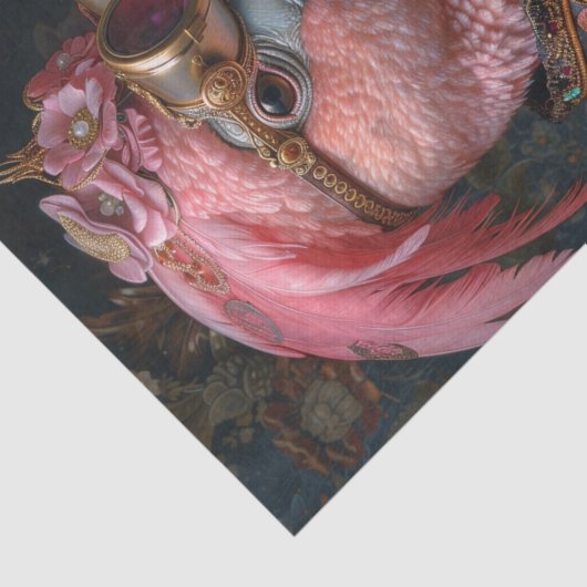 Papier Mousseline Flamant rose Steampunk (Détail)