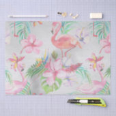 Papier Mousseline Flamant rose tropical Baby shower botanique (Artisanat)
