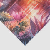 Papier Mousseline Flamant rose tropical Coucher de soleil rose (Détail)