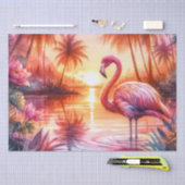 Papier Mousseline Flamant rose tropical Coucher de soleil rose (Artisanat)