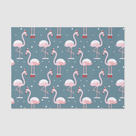 Papier Mousseline Flamant rose tropical Noël (Recto)