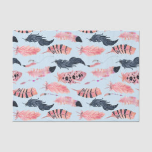 Papier Mousseline Flamant Rose Tropical Plumes Mignonnes