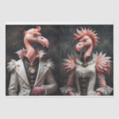 Papier Mousseline Flamant rose victorien Couple -Découpage- (Recto)