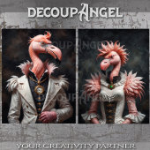 Papier Mousseline Flamant rose victorien Couple -Découpage-
