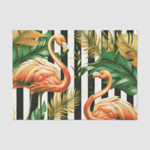 Papier Mousseline Flamant rose vintage Retro Stripes