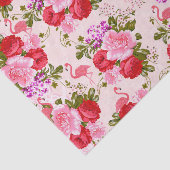 Papier Mousseline Flamant tropical de fleurs botaniques roses (Détail)