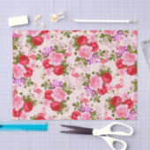 Papier Mousseline Flamant tropical de fleurs botaniques roses (Artisanat)