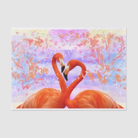 Papier Mousseline Flamants orange corail (Recto)