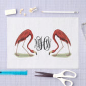 Papier Mousseline Flamants rose Monogramme de vigne noire Script DIY (Artisanat)