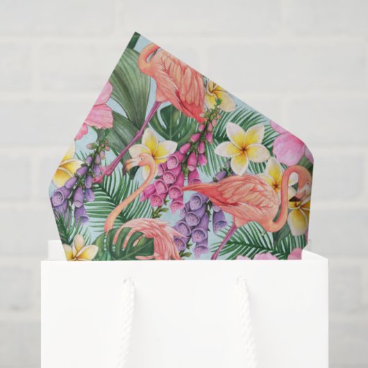 Papier Mousseline Flamants roses (Sac cadeau)