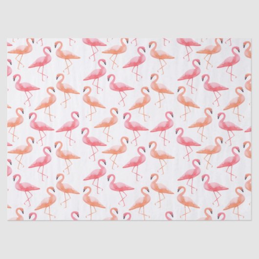 Papier Mousseline Flamants roses aquarelles (Recto)