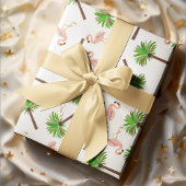 Papier Mousseline Flamants roses Et Palmiers